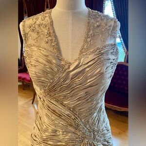 Rina di Montella Champagne Silk Formal Ball Gown